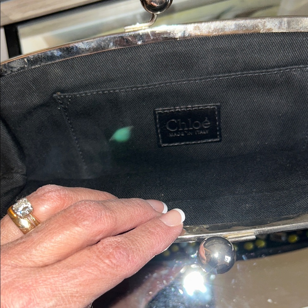 Chloe Black kiss lock Clutch with Colorful Beads - Picture 9 of 16